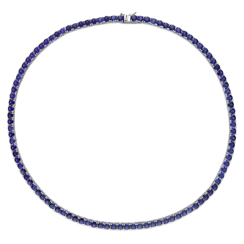 Blue Sapphire Tennis Necklace