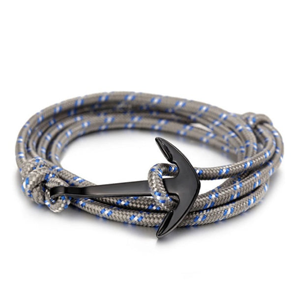 GIANTTO LEGACY COLLECTION BLACK ANCHOR & MARINE ROPE BRACELET