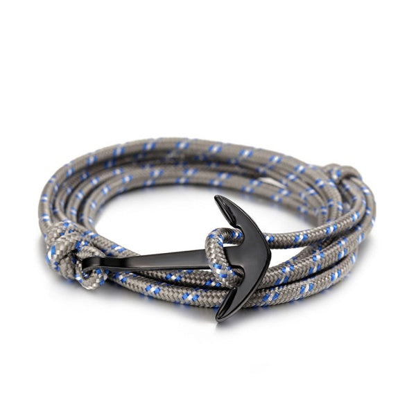 GIANTTO LEGACY COLLECTION BLACK ANCHOR & MARINE ROPE BRACELET