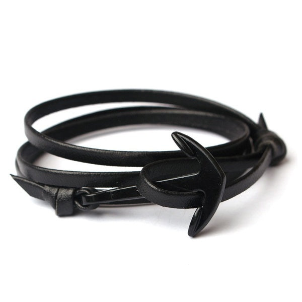GIANTTO LEGACY COLLECTION METAL ANCHOR & LEATHER BRACELET