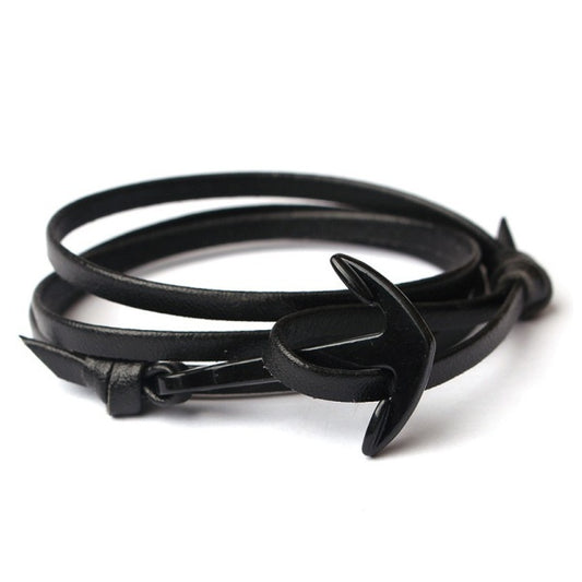 GIANTTO LEGACY COLLECTION METAL ANCHOR & LEATHER BRACELET