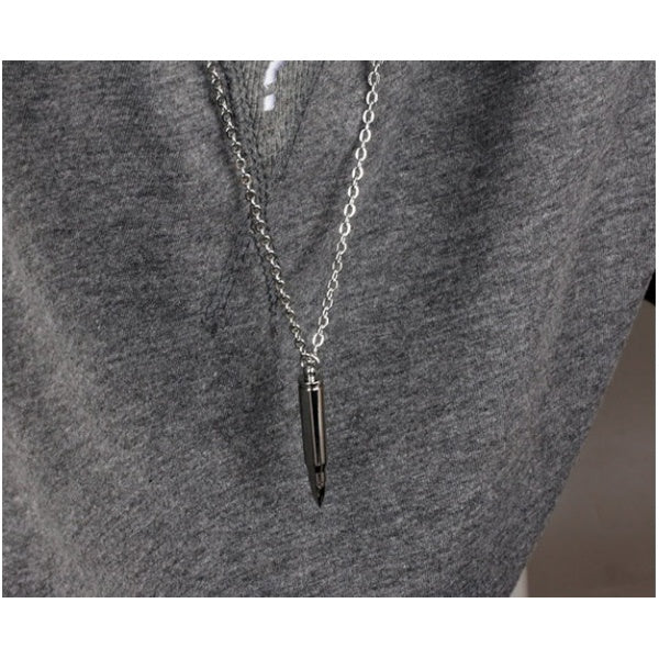 GIANTTO LEGACY COLLECTION BLACK STEEL BULLET PENDANT NECKLACE