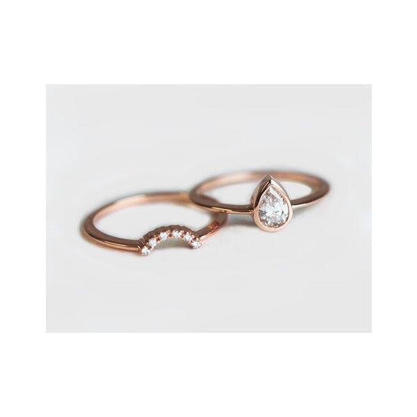 Rose Gold 14k & Diamond Pear Shape Engagement Set