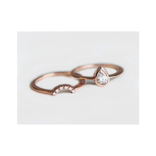 Rose Gold 14k & Diamond Pear Shape Engagement Set