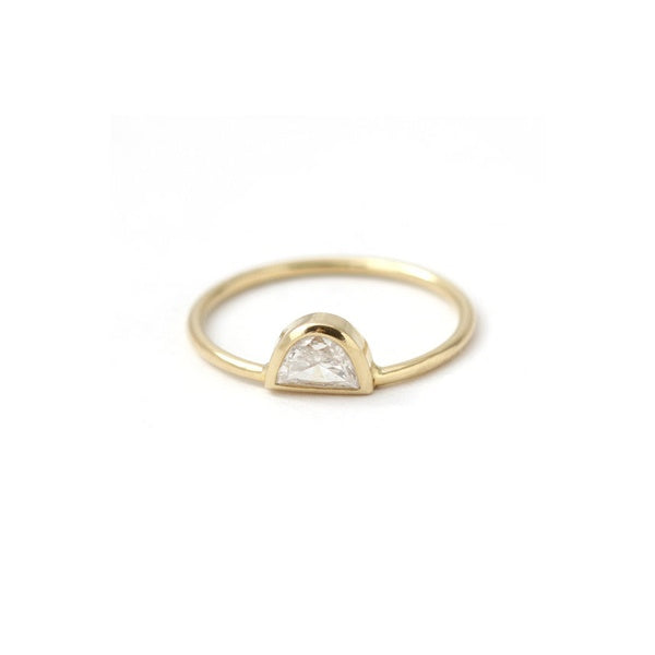 Half-moon diamond ring in 14k solid gold.