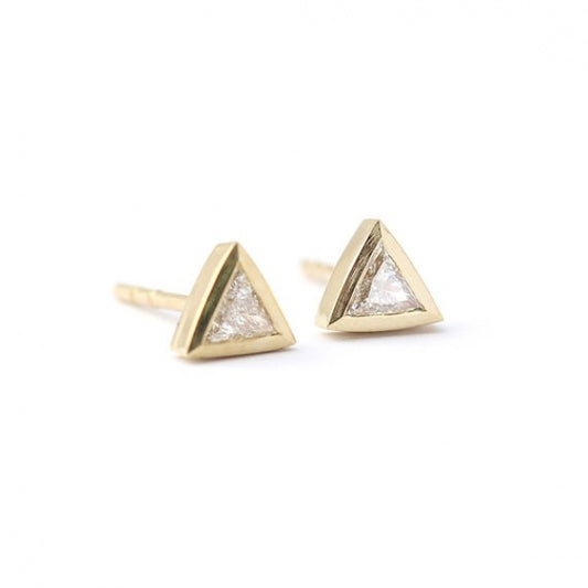 Trillion diamond earrings with two 0.10 carat trillion diamonds in 14k gold