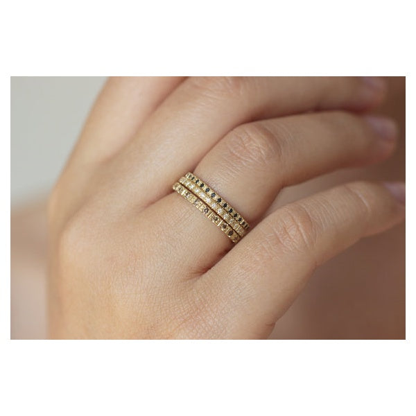 Full Black Diamond Eternity Ring In Solid Gold.