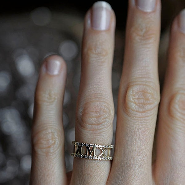 Roman Numeral Diamond Ring