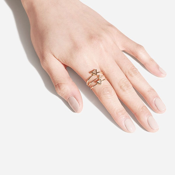 Trillion cut diamond engagement ring in 14k solid gold