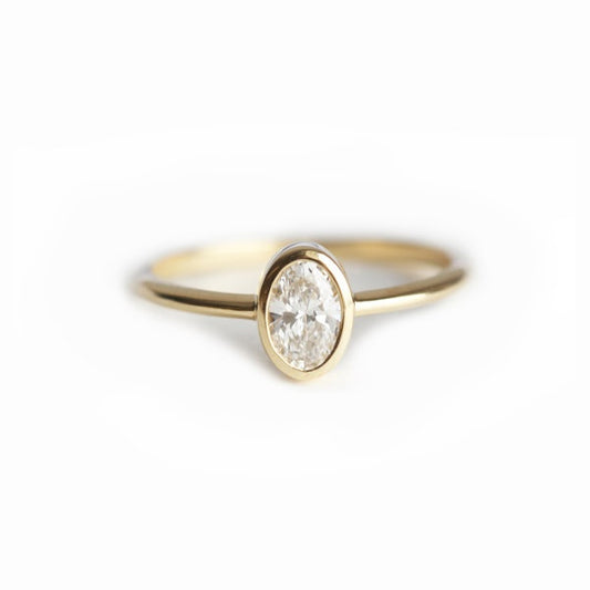 Oval Diamond 14k Gold Ring