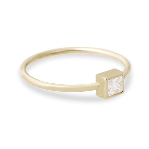 Bezel Set Solitaire Princess Cut Ring