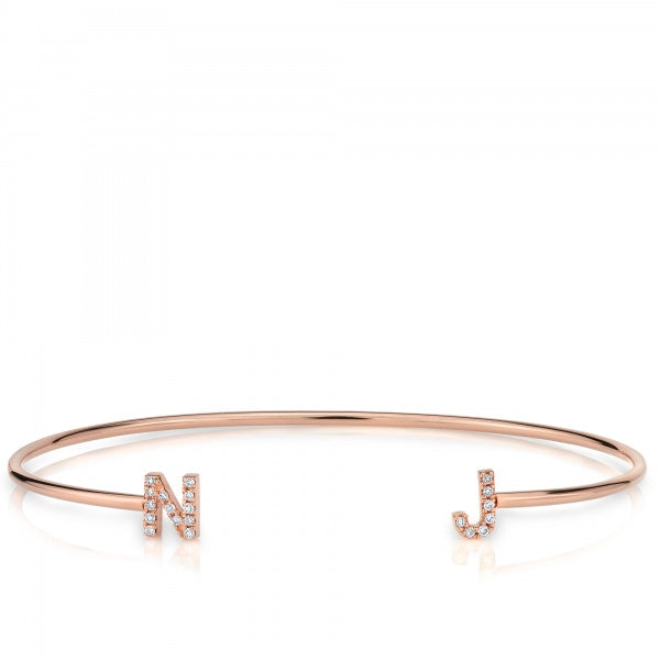 14KT Gold Diamond Initial Cuff