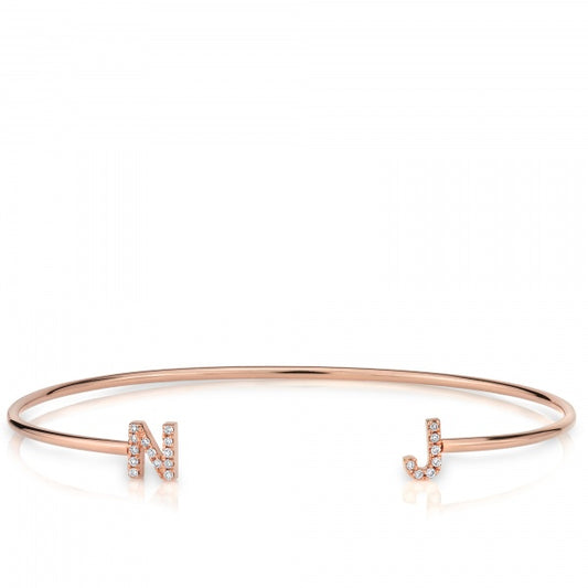 14KT Gold Diamond Initial Cuff