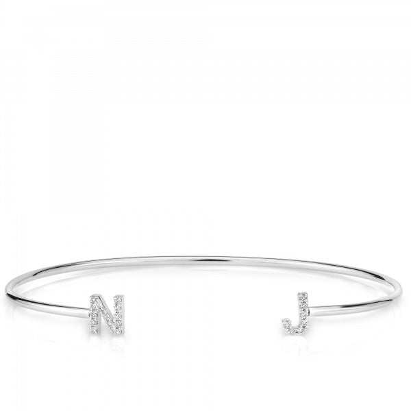 14KT Gold Diamond Initial Cuff