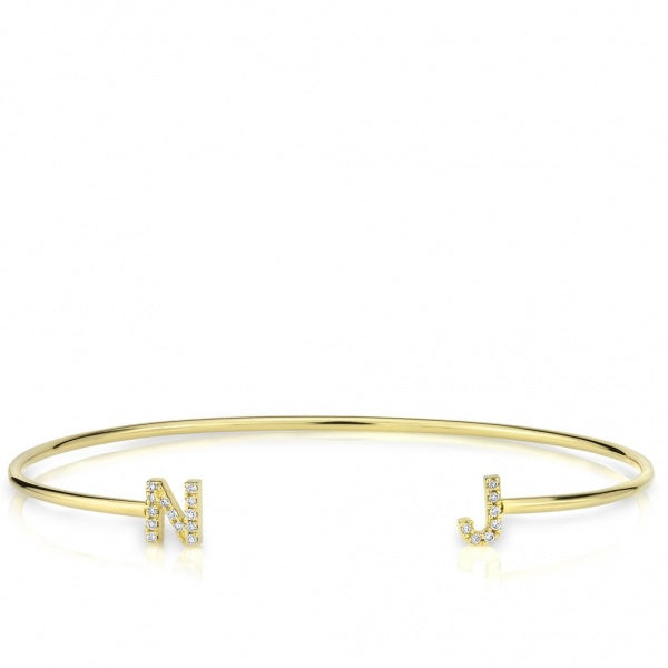 14KT Gold Diamond Initial Cuff