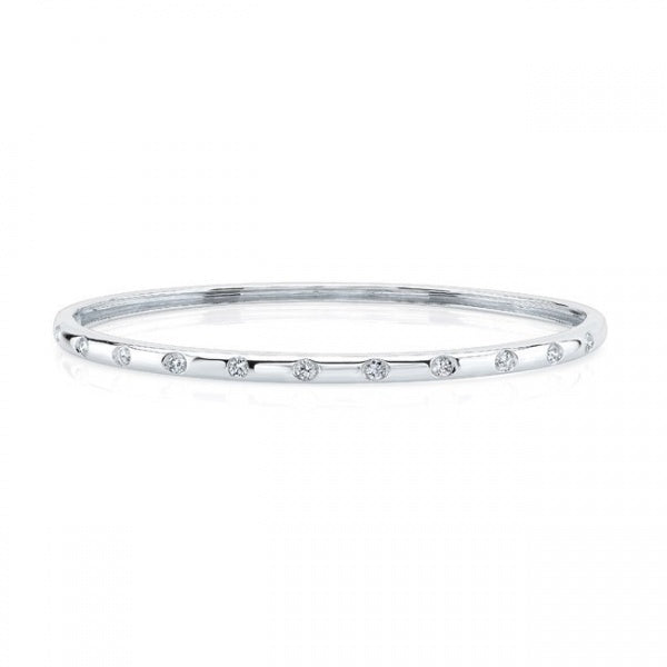 14KT SOLID GOLD SPACED HALF DIAMOND BANGLE BRACELET