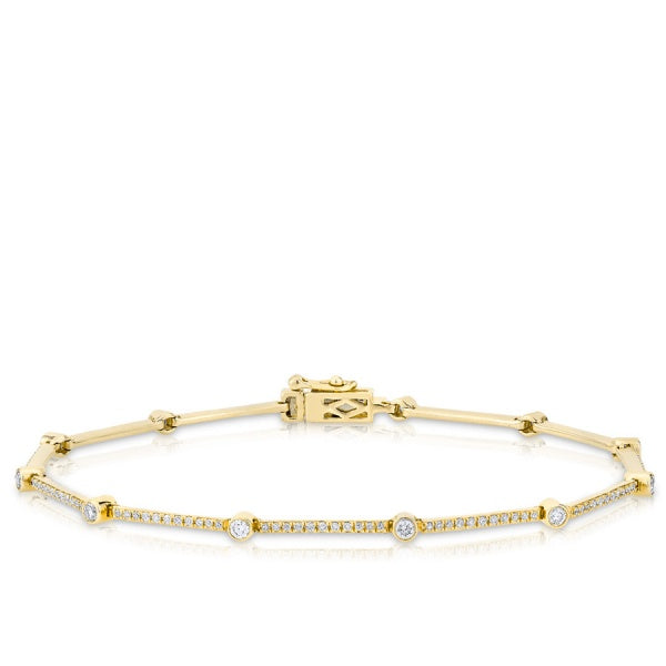 14KT YELLOW GOLD DIAMOND LINK BRACELET