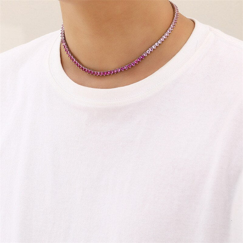 GRADIENT PINK TENNIS NECKALCE