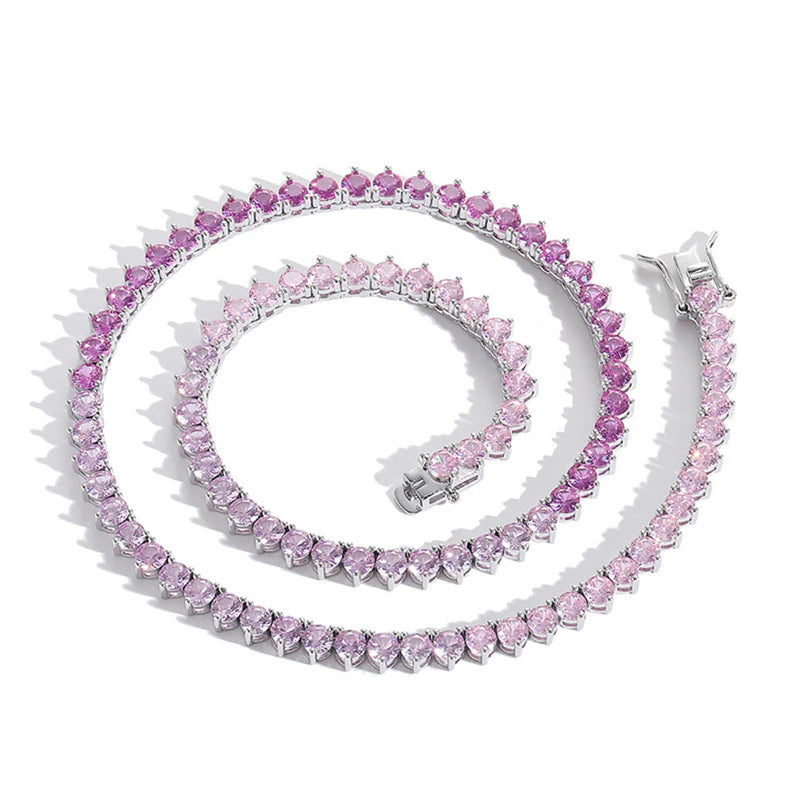 GRADIENT PINK TENNIS NECKALCE