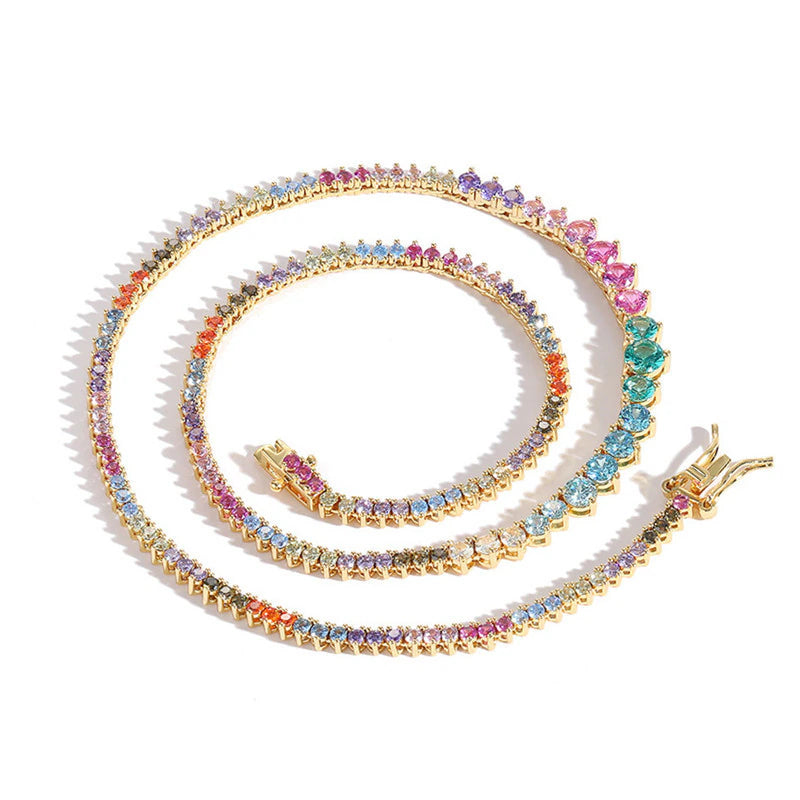 MULTICOLOR GRADUATED TENNIS NECKLACE