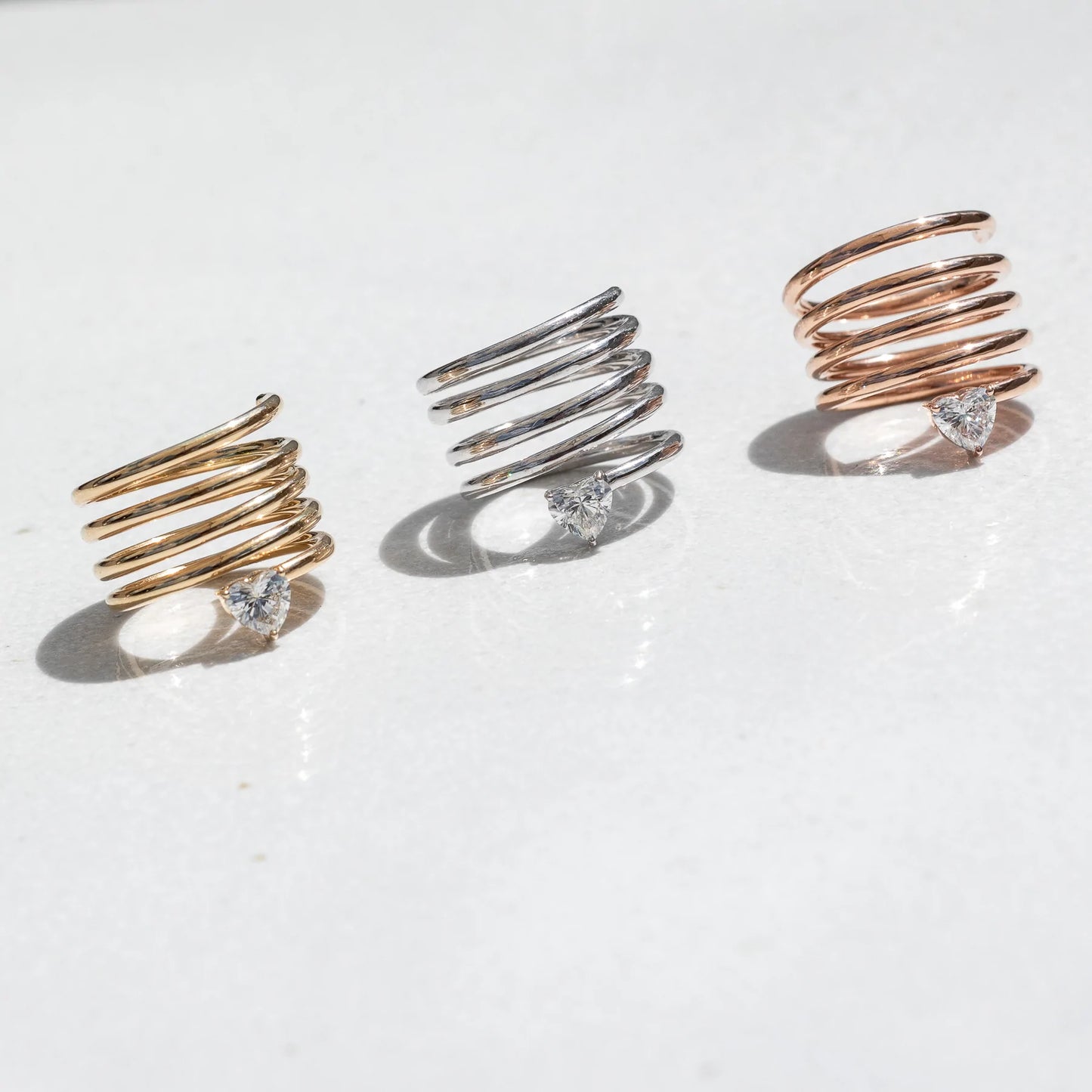 Heart Diamond Spiral Ring
