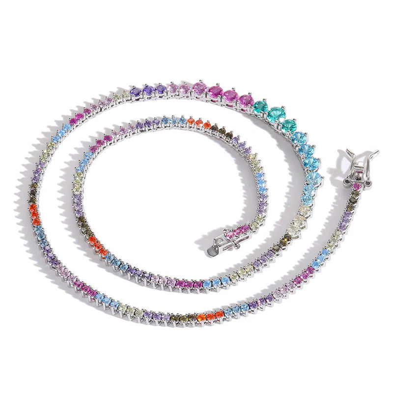 MULTICOLOR GRADUATED TENNIS NECKLACE