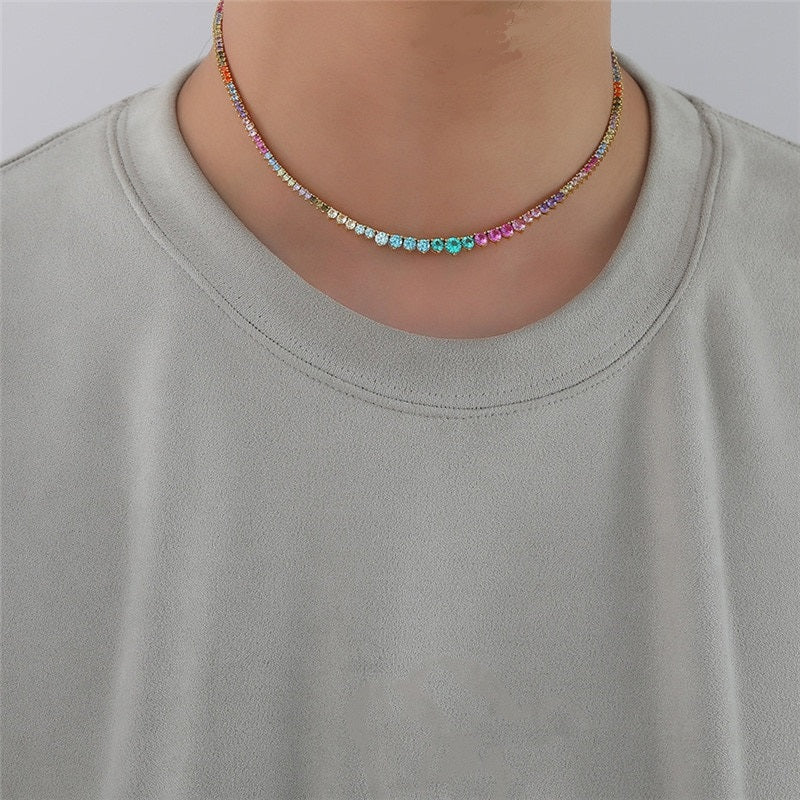 MULTICOLOR GRADUATED TENNIS NECKLACE