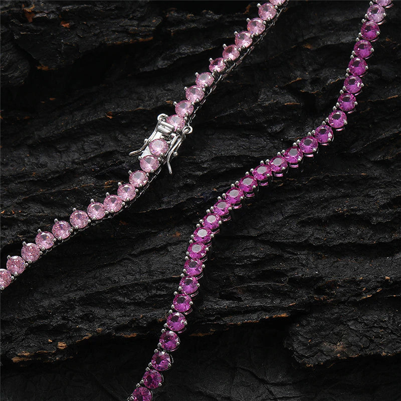 GRADIENT PINK TENNIS NECKALCE