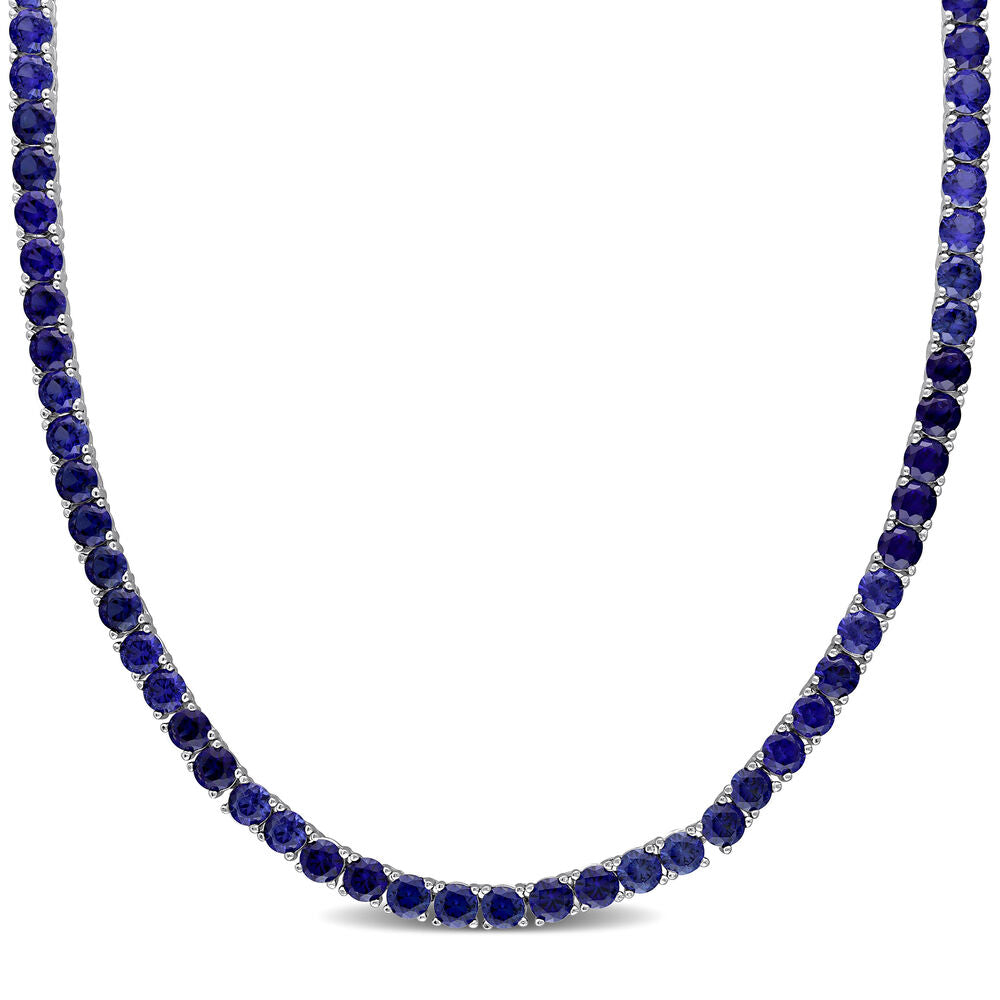Blue Sapphire Tennis Necklace