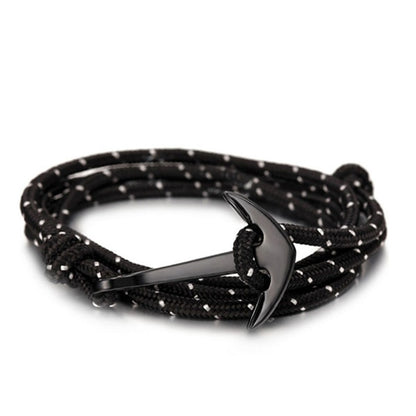 GIANTTO LEGACY COLLECTION BLACK ANCHOR & MARINE ROPE BRACELET