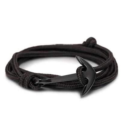 GIANTTO LEGACY COLLECTION BLACK ANCHOR & MARINE ROPE BRACELET