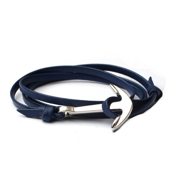 GIANTTO LEGACY COLLECTION BLACK ANCHOR & LEATHER BRACELET