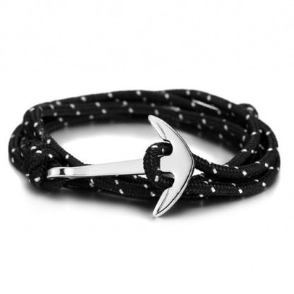 GIANTTO LEGACY COLLECTION SILVER ANCHOR & MARINE ROPE BRACELET