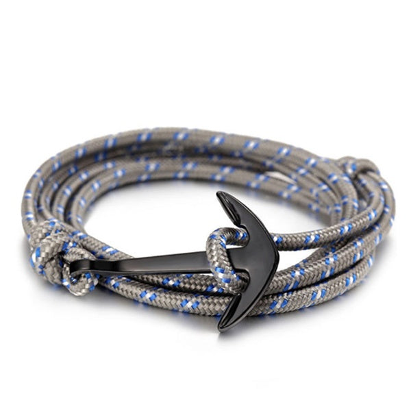 GIANTTO LEGACY COLLECTION SILVER ANCHOR & MARINE ROPE BRACELET