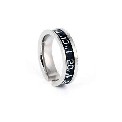 GIANTTO LEGACY COLLECTION BLACK/ SILVER STEEL DIVER BEZEL RING
