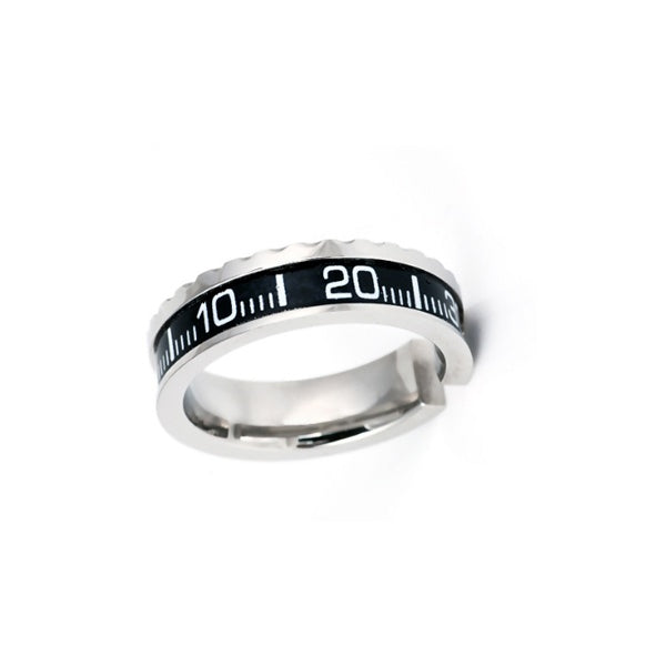 GIANTTO LEGACY COLLECTION BLACK/ SILVER STEEL DIVER BEZEL RING