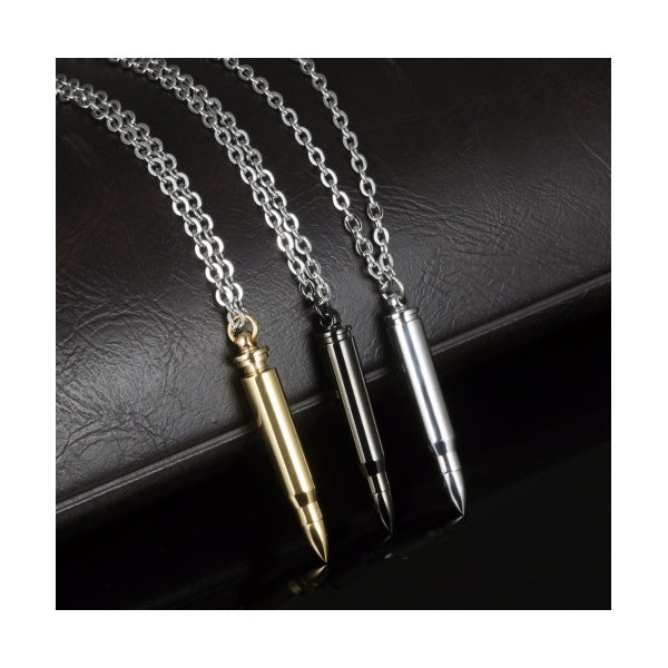 GIANTTO LEGACY COLLECTION BLACK STEEL BULLET PENDANT NECKLACE