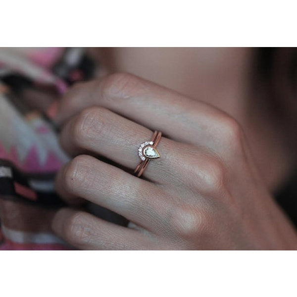 Rose gold 14k & Diamond Pear Shape Engagement Set