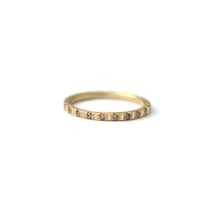 Wedding Band Hand Set With Champagne Diamonds In Solid Gold.