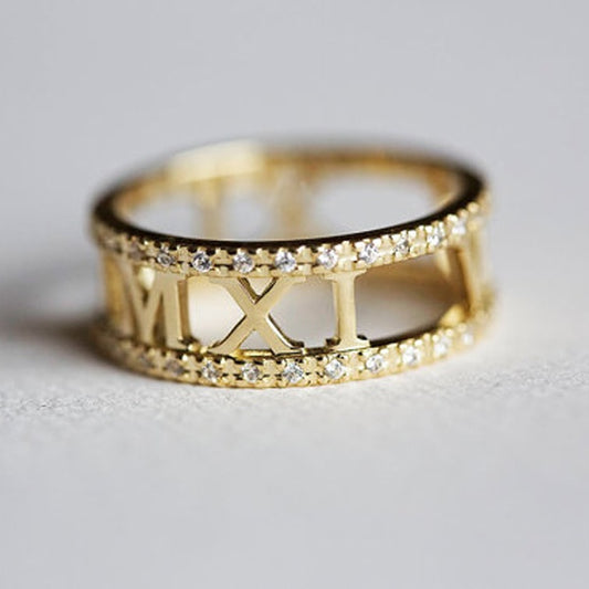 Roman Numeral Diamond Ring