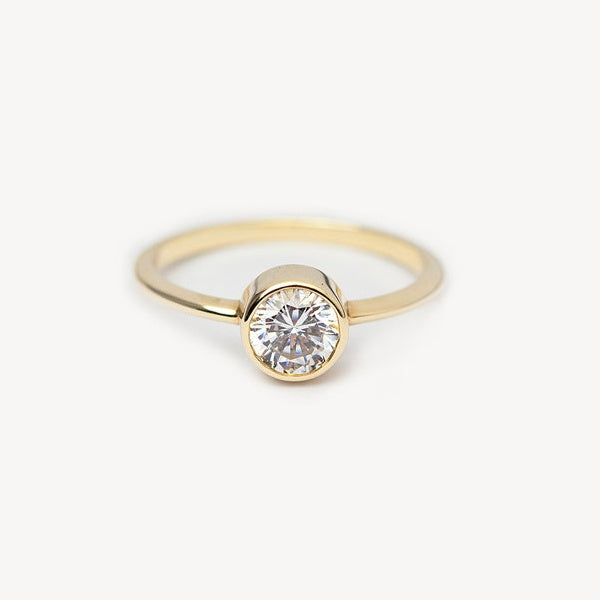 Round Bezel Set Diamond Engagement Ring