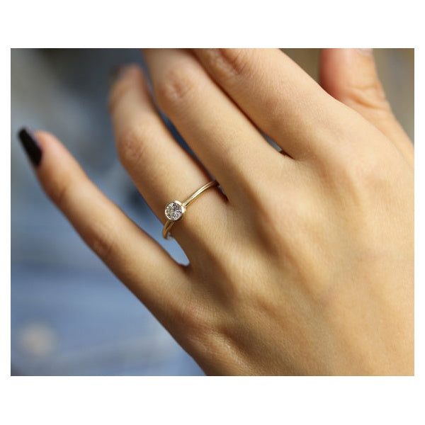 Round Bezel Set Diamond Engagement Ring